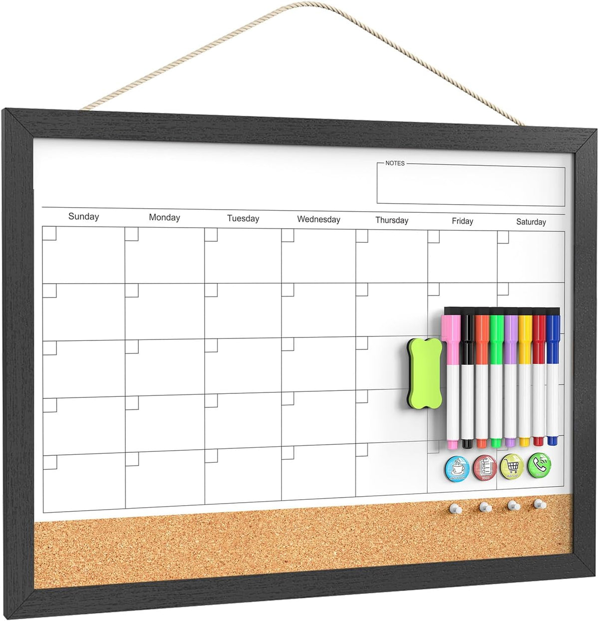 Dry Erase Calendar for Wall, 18x24 Inches Calendar Whiteboard for Wall