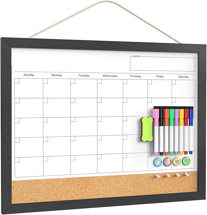 Dry Erase Calendar for Wall, 18x24 Inches Calendar Whiteboard for Wall by Tankee