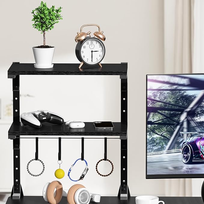 AUATRONNE Clamp-on Desk Shelf, 13 inch Above or Below Desk 2-Tier Shelving - Image 2