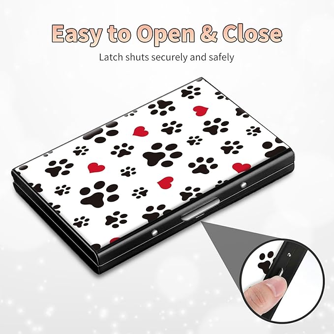 BWEGRHE Slim Credit Card Holder, Cute Dog Paw Prints RFID Blocking Metal Wallet - Image 6