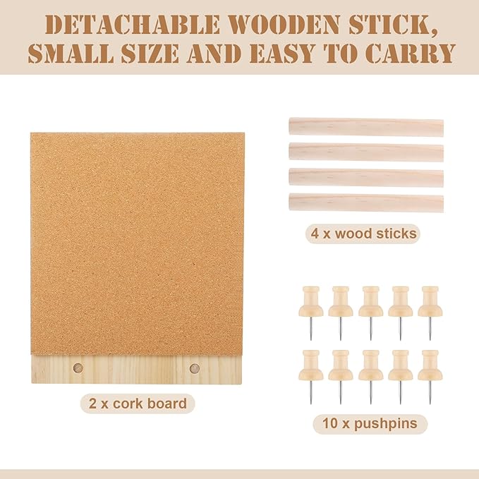 Fiwochic 2 Pcs Desktop Cork Board 9.8'' x 8.3'' Wood Frame Bulletin Board - Image 3
