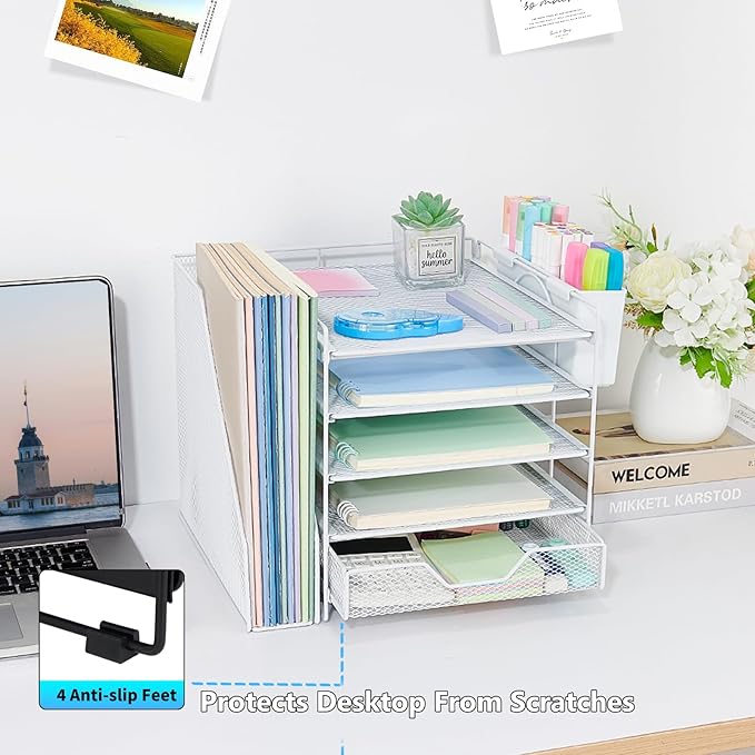 Gugsey Desk Organizer, 5-Tier Paper Letter Tray Organizer - Image 5