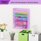 GDINDINFAN Hanging Wall File Organizer 6 Tier Wall Mounted Mail Paper Folder - Image 7