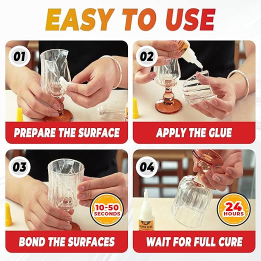 Super Glue Thin and Thick Liquid CA Glue Clear 60 Gram, All Purpose Superglue - Image 7