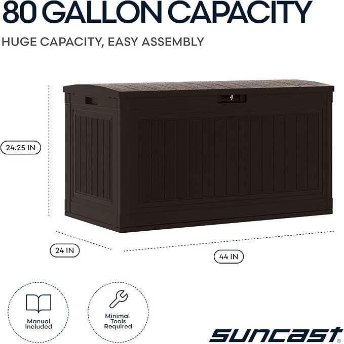 Suncast 80-Gal. Waterproof Resin Large Outdoor Patio Deck Box - Image 3