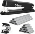Metal Stapler Heavy Duty 50 Sheet Capacity with 1750 Staples and Staple Remover, Full Strip Staplers for Desk, No Jam, Non-Slip for Office & Classroom, Black