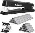 Metal Stapler Heavy Duty 50 Sheet Capacity with 1750 Staples and Staple Remover, Full Strip Staplers for Desk, No Jam, Non-Slip for Office & Classroom, Black