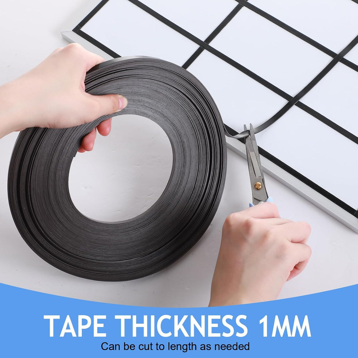 Tellegloww Black Magnetic Tape Roll Thin Strips, 1/4 Inch X 100 Feet, 1 Pcs