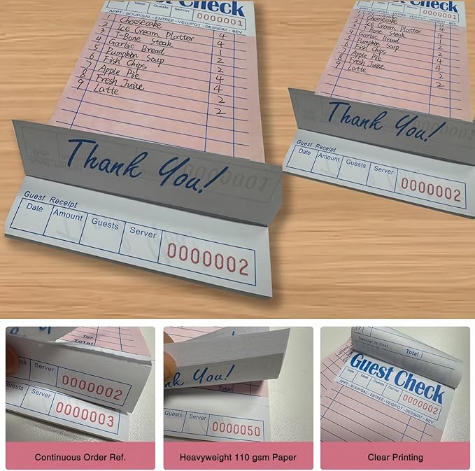 4 Pack Pink Guest Checks Books for Servers, Server Note Pads, Waiter Checkbook - Image 4