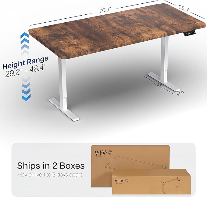 VIVO Electric 71 x 36 in Rustic Standing Desk, Memory Height Adjustment - Image 3