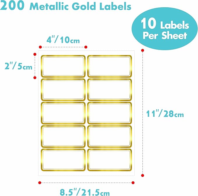 200 PCS Gold Metallic Name Labels, Blank Name Tag Stickers - Image 2