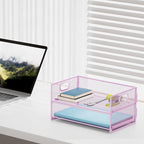 Marbrasse 2 Tier Paper Organizer Letter Tray, Mesh File Organizer - Image 3