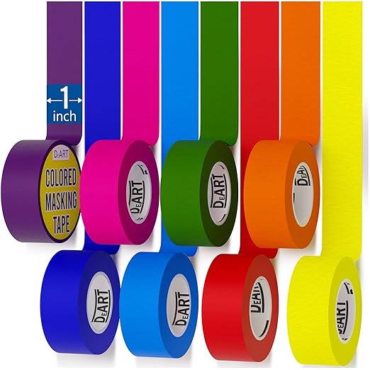 8x Colored Masking Tape, 33 Ft x 1 inch Colored Painters Tape - Image 9