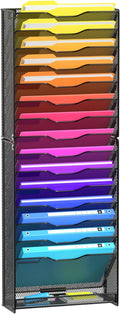 VEESUN Wall File Organizer, 16-Tier Mesh File Holder, Vertical Document Rack by VEESUN