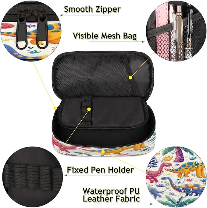 Pardick Pencil Case，Dinosaurs Cute Big Capacity Pencil Pouch Coin Pouch - Image 5