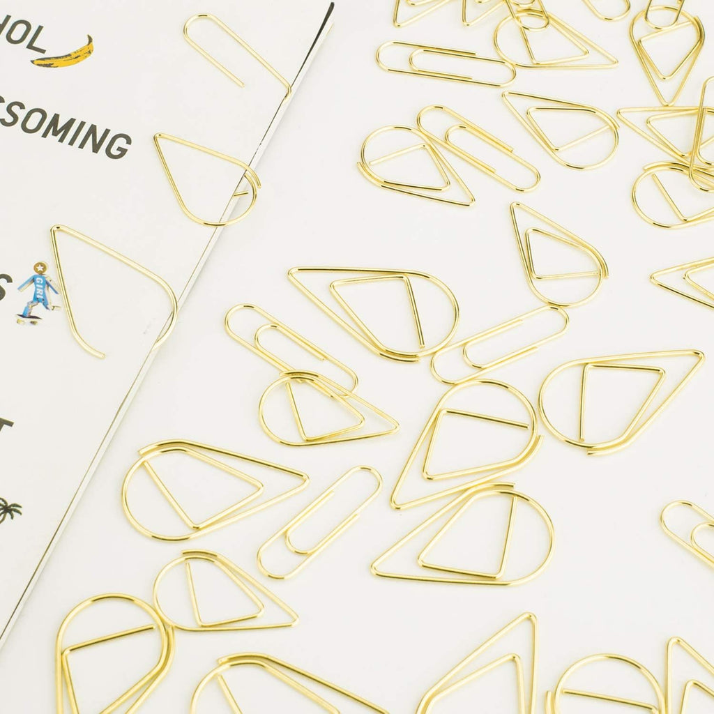 300 Pcs Cute Gold Teardrop Paper Clips Bulk Assorted Sizes