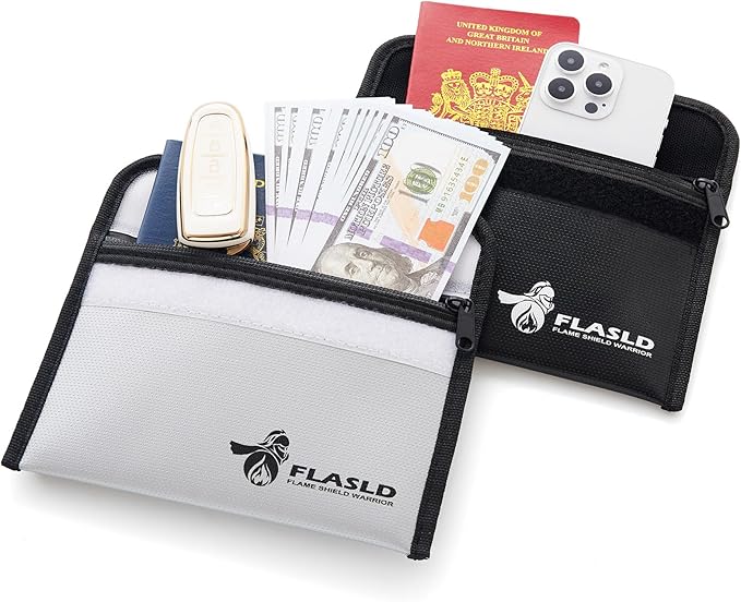 FLASLD Fireproof Money Bags, Fireproof Wallet Pouch, Small Safe Bag - Image 2