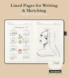 PAIBAS Lined Journal Notebook for Women Men, 160 Pages, A5 Hardcover Vintage - Image 3
