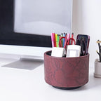 Hennaja Round Leather Art Supply Organizer, Remote Control Holder, 360 Degree - Image 7