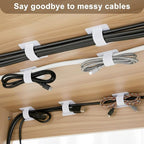 100 Pcs Hook and Loop Cable Straps, Under Desk Cord Management Self Adhesive - Image 3