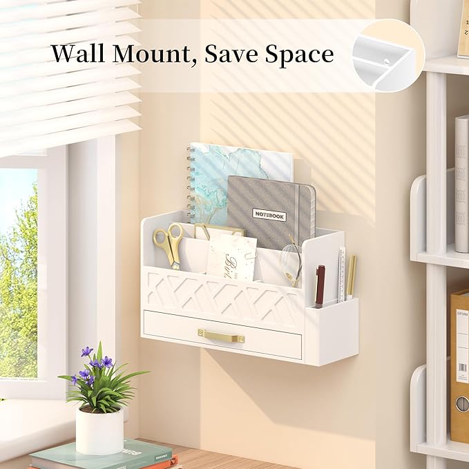 Wisuce Home Wooden Desk Organizer, Desktop Organizer File Sorter - Image 3
