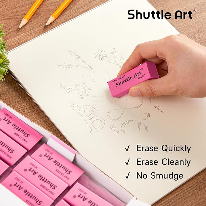 Shuttle Art Pink Erasers, 200 Pack Bulk - Image 4