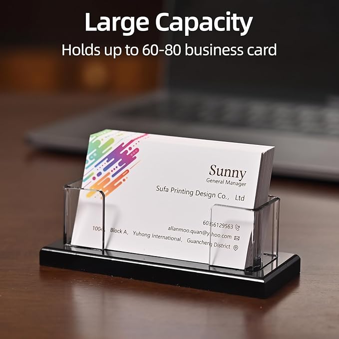 PecMuikee Business Card Holder for Desk，Acrylic Business Card Display Stand - Image 3