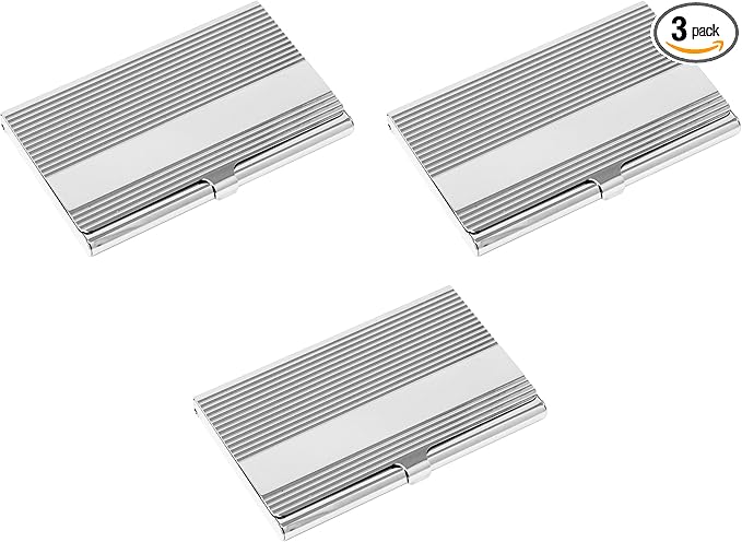 Stephanie Imports Set of 3 Slim & Minimalist Metal Business Card Holder Unisex by Stephanie+Imports