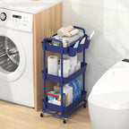 JIUYOTREE 3-Tier Plastic Rolling Storage Cart Utility Cart - Image 3