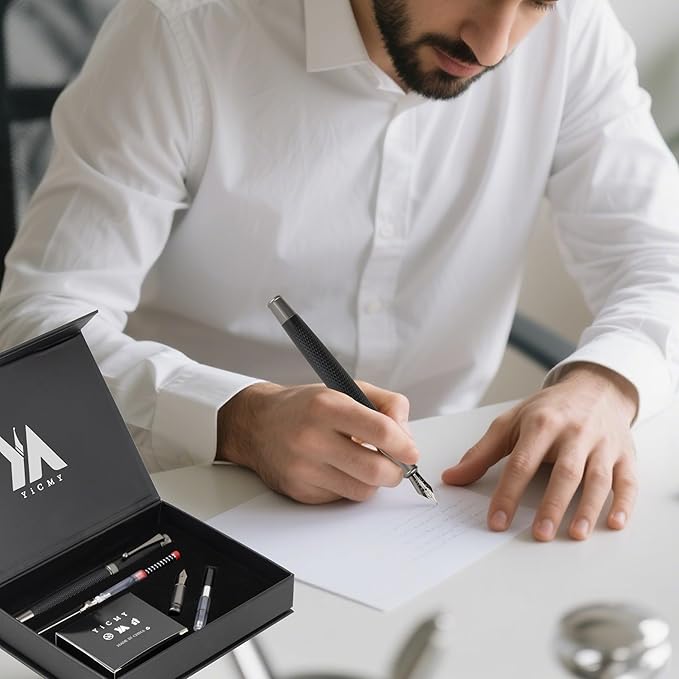 YICMY Fancy Fountain Pen Set – Fine & Medium Nibs, Includes 18 Ink Cartridges - Image 5