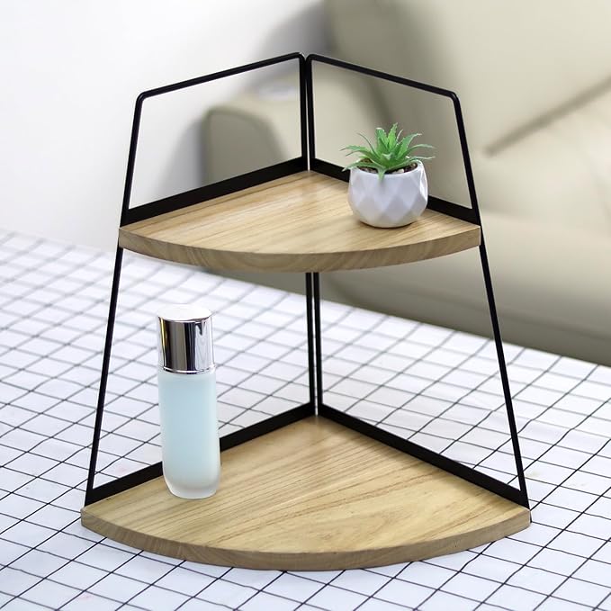 2 Tier Bathroom Counter Organizer, Standing Rack Cosmetic Holder, Wood Bathroom by TNQNCFL%EF%BC%8CHomeStorageExpertYourGoodPartnerInLife