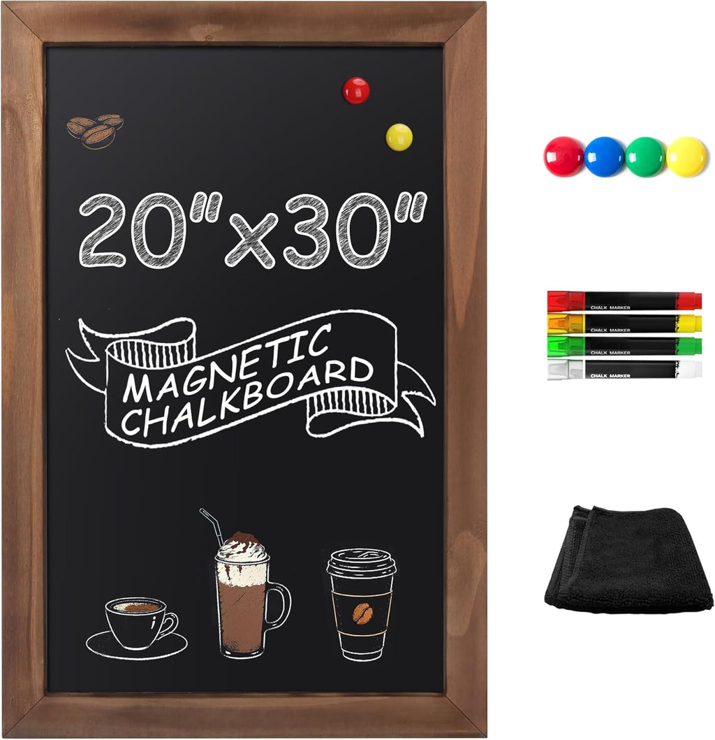 SELEAD 100% Real Wood Frame Magnetic Chalkboard Words Sign