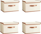 Tuza 4 Pack Storage Bins with Lids, Collapsible Closet Organizer Container by TidySpaceSoftlyStyled