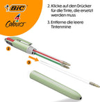 BIC 4 Colours Mineral Ballpoint Pen Medium Tip (1.00mm) - Assorted Barrel Colours Pack of 5
