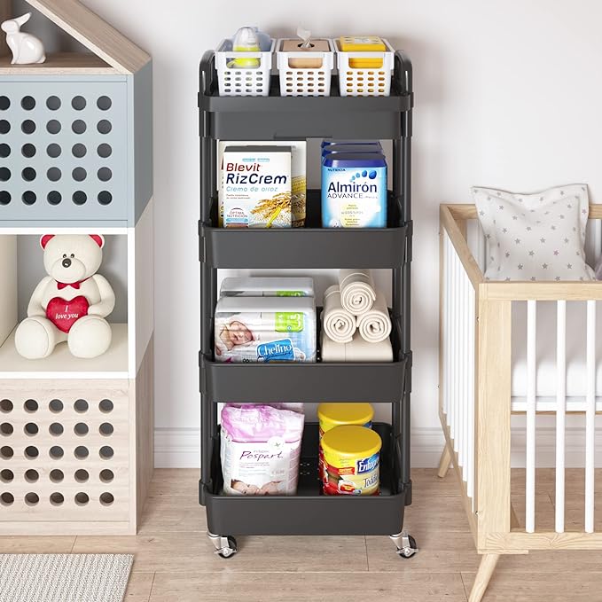 Calmootey 4-Tier Rolling Utility Cart - Image 3