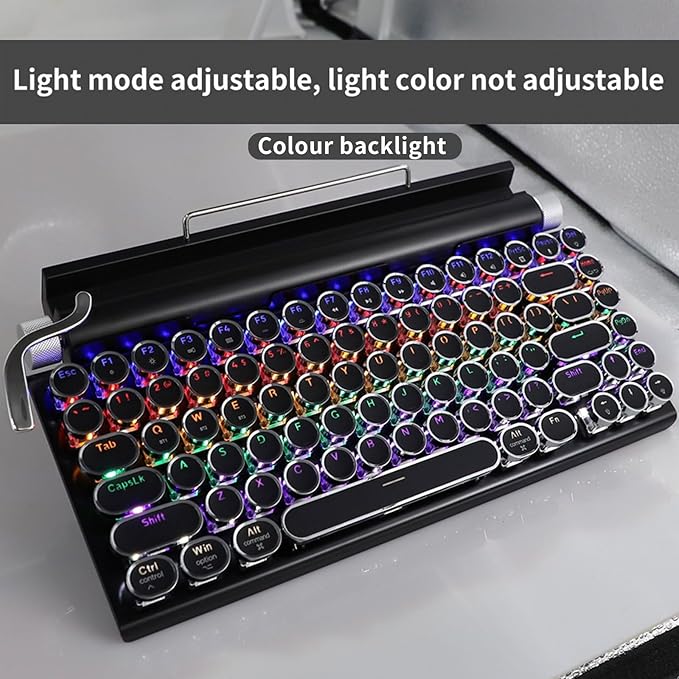 Adventurers Typewriter Style Retro Mechanical Keyboard LED Backlight 83 Keys - Image 4
