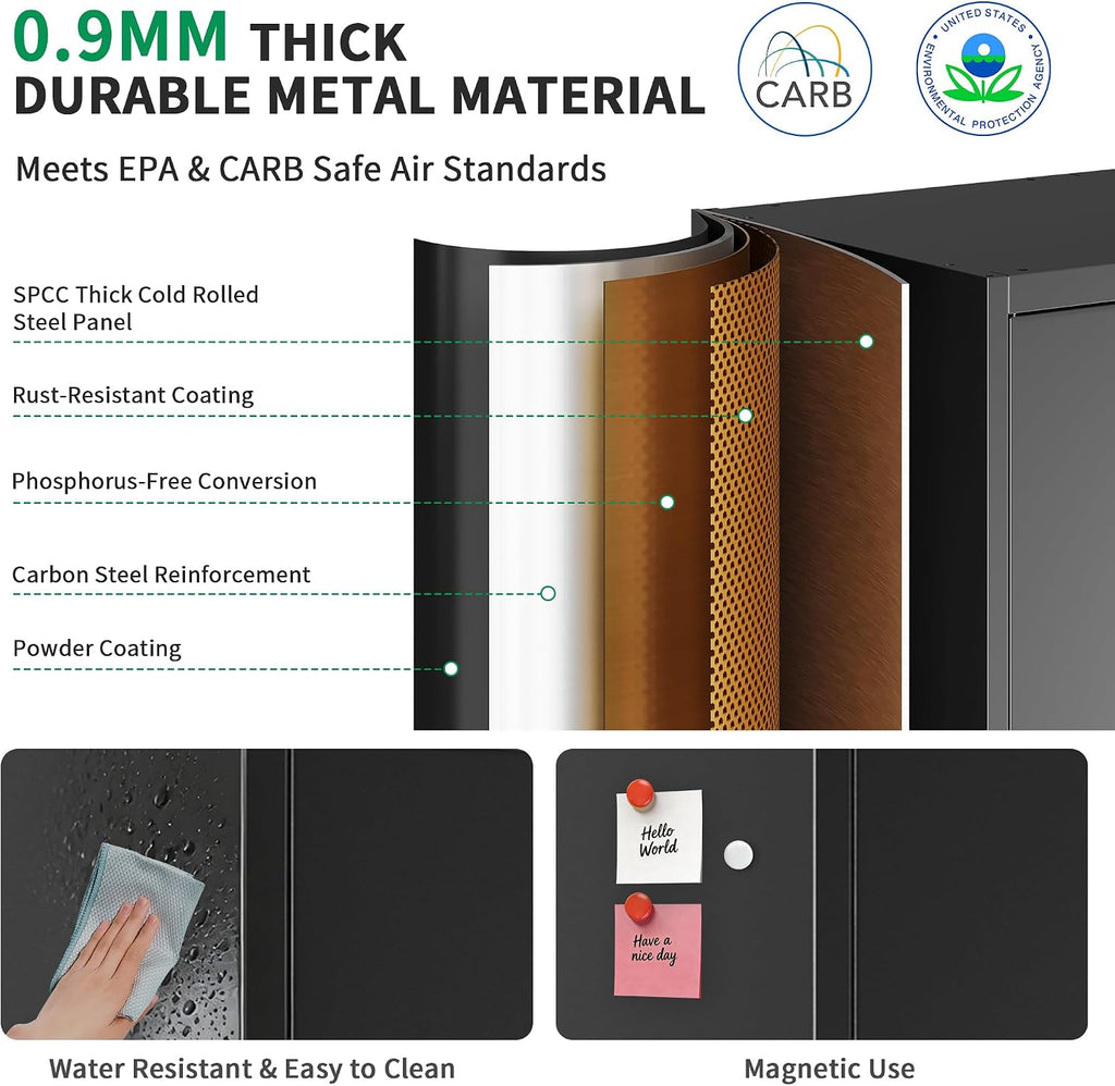 metal garage storage cabinet, durable metal storage solution, side view