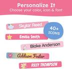 Personalized Kids Name Labels for Pencils Pink [75pcs] - Waterproof Name Stickers for School & Daycare - Pencil Custom Name Stickers - Children Name Stick On Labels for Pens (2.0”x0.3”)