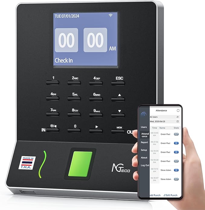 NGTeco APP Time Clock, Fingerprint & PIN Times Clock by NGTeco