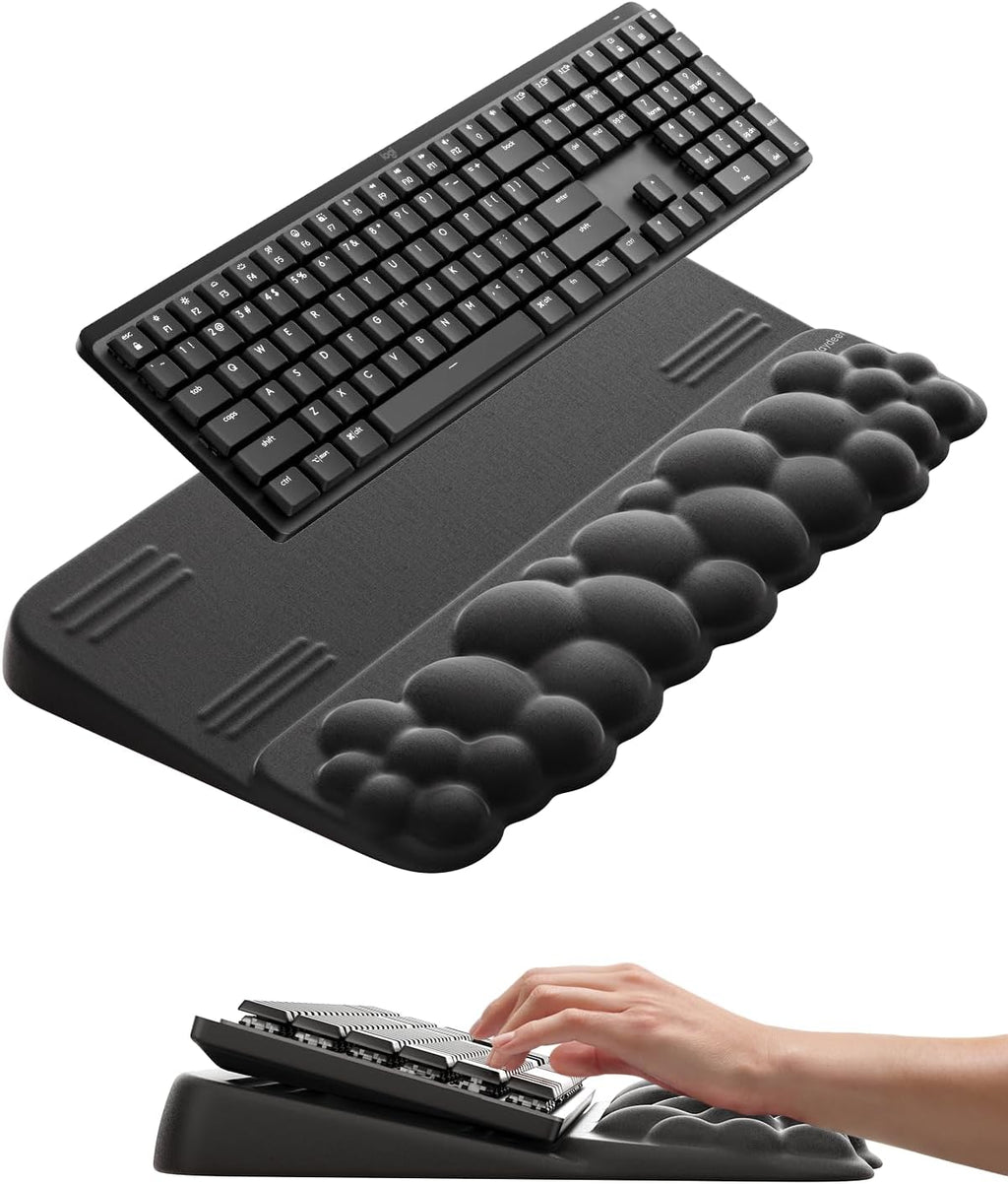 Vaydeer Cloud Wrist Rest with Keyboard Stand, Computer Wrist Support Pad Soft Memory Foam, Ergonomic Keyboard Riser Holder Lifter Tilted Wrist Cushion for Desk, Palm Hand Typing for Office Home Gaming