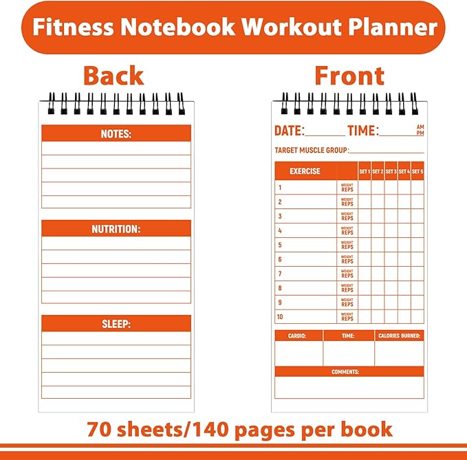 gisgfim 3 Pcs Fitness Journal for Men Women Workout Lifting Log Book Planner - Image 3
