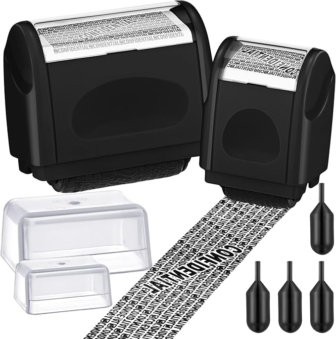 Nezyo 2 Pack Identity Protection Roller Stamp Identity Theft, Confidential by Nezyo