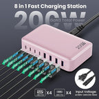 USB C Charger 200W USB C Charger Block, Upgraded GaN III 8-Port Fast Charging - Image 4