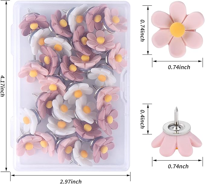 wusuowea Flower Push Pins, Feature Map, Bulletin Board, Office or Home - Image 2