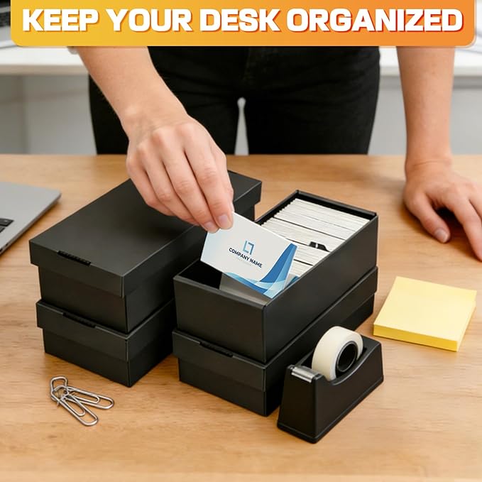 QLOUNI Business Card Storage Box 4 Pack, Business Card Holder Case - Image 6