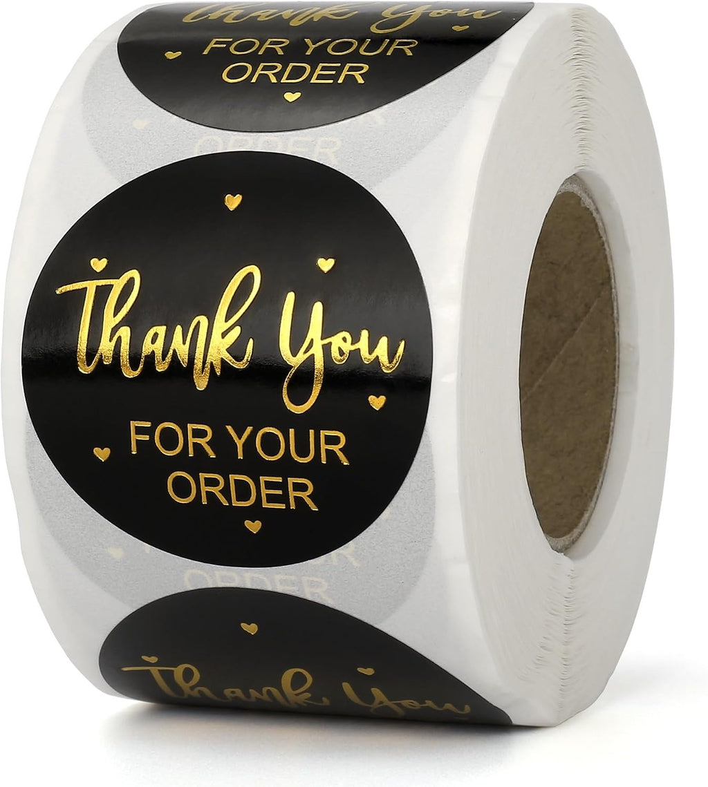 Lpraer 500Pcs 1.5" Thank You for Your Order Stickers Roll Retro Adhesive Thank You Label for Packaging,Small Business,Envelopes,Cards,Letters,Boxes