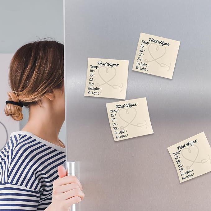 4 Pack Nurse Sticky Notes for Vital Signs – Daily Monitoring Notepad, Patient - Image 3