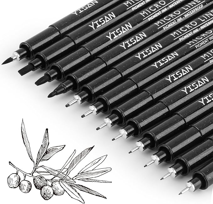 YISAN Drawing Art Pens, Micro Fineliner Pens, Fine Tip Manga Markers by YISAN