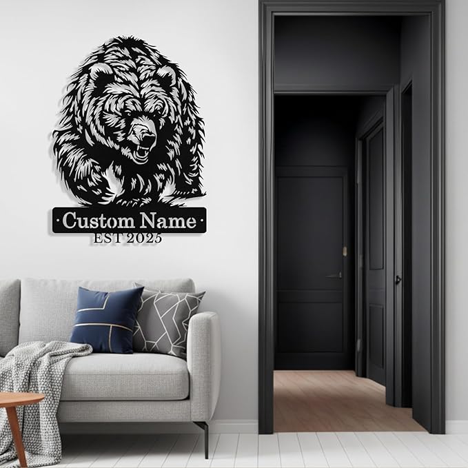 Custom Bear Metal Sign, Custom Bear Metal Wall Art Decor, Personalized Last - Image 6