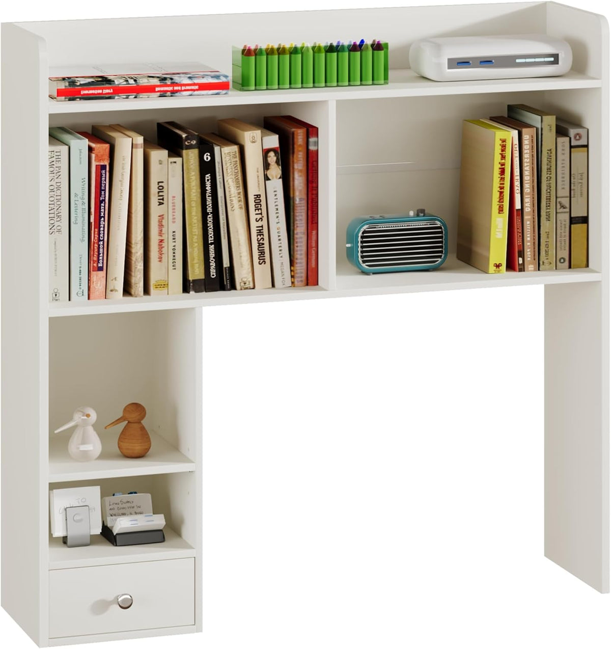 ChooChoo Desktop Bookshelf, 36.4" DormDesk Hutch with 5 Shelves